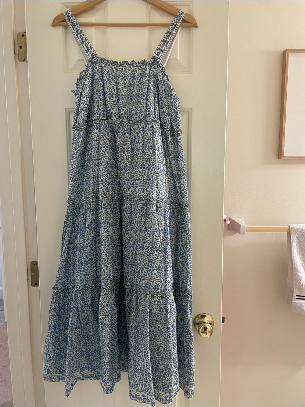 Blue Floral Tiered Sundress 100% Cotton